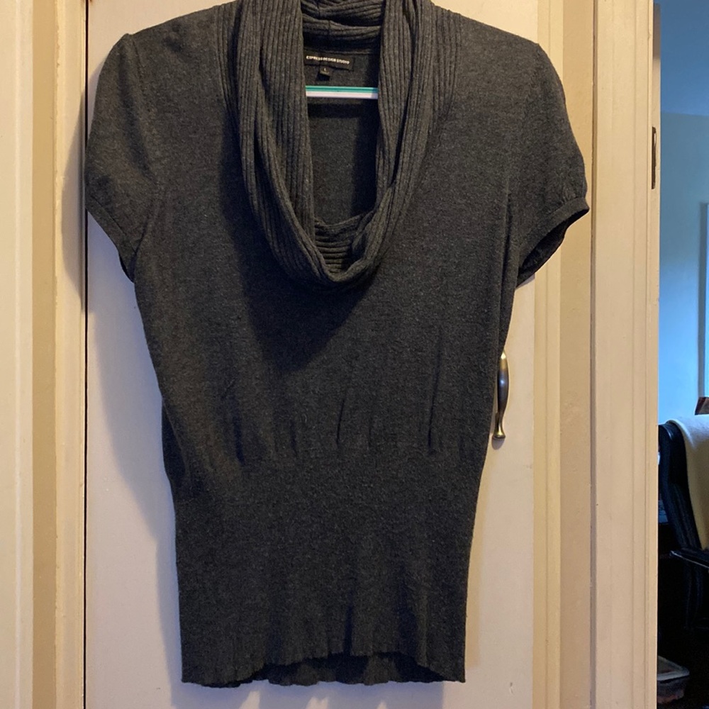 Express gray Cowell neck short sleeved sweater